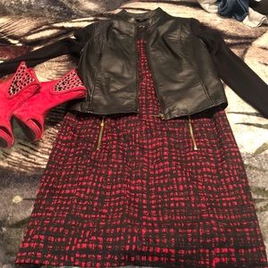 Red and Black Michael Kors warm dress.